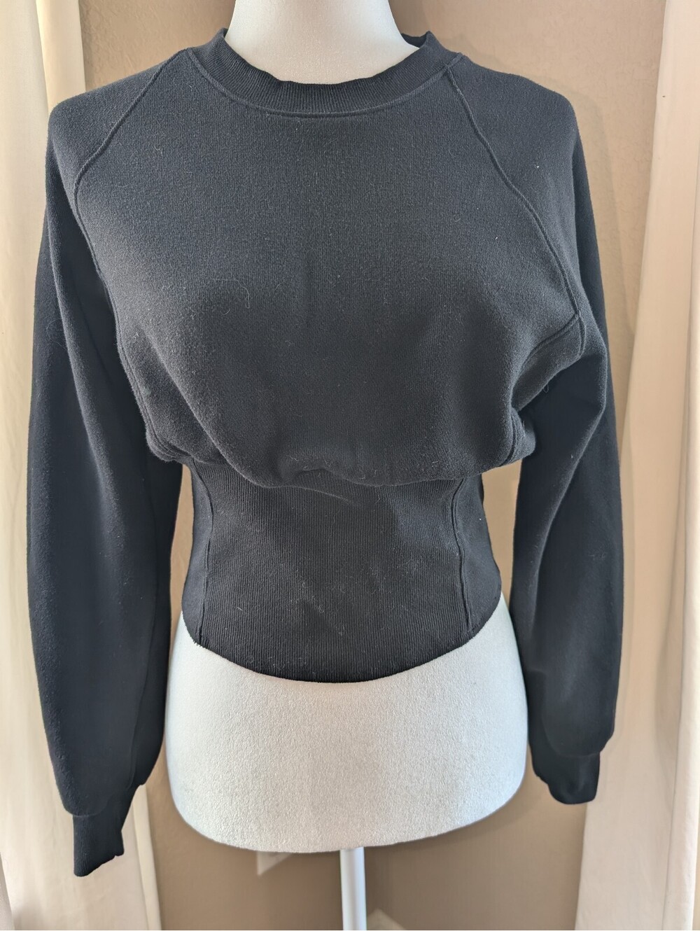 Victoria's Secret Cropped Corset Fleece Black Top